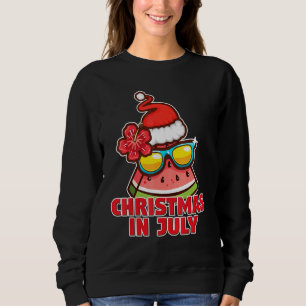 Christmas In July Watermelon Summer Beach Santa Su Sweatshirt