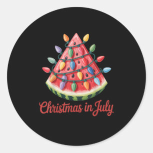 Christmas In July Watermelon Tree Beach Summer Haw Classic Round Sticker