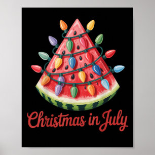 Christmas In July Watermelon Tree Beach Summer Haw Poster