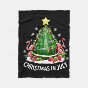 Christmas In July Watermelon Tree Funny Flamingo X Fleece Blanket