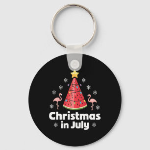 Christmas In July Watermelon Tree Funny Flamingo X Key Ring