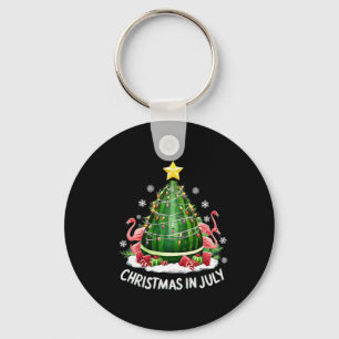 Christmas In July Watermelon Tree Funny Flamingo X Key Ring