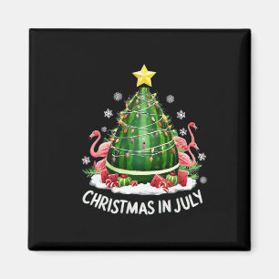 Christmas In July Watermelon Tree Funny Flamingo X Magnet