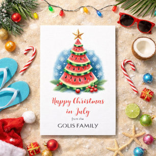 Christmas in July Watermelon Tree Holiday Card