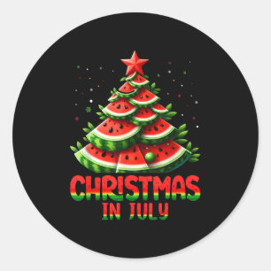 Christmas In July Watermelon Tree Summer Mens Wome Classic Round Sticker