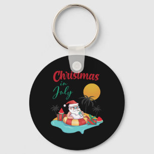 Christmas In July Watermelon Xmas Palm Summer Men Key Ring
