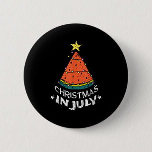 Christmas In July Watermelon Xmas Tree Lights Men 6 Cm Round Badge