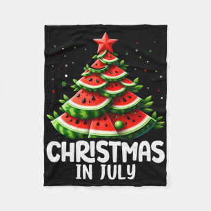 Christmas In July Watermelon Xmas Tree Mens Womens Fleece Blanket