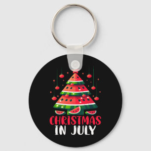 Christmas In July Watermelon Xmas Tree Mens Womens Key Ring
