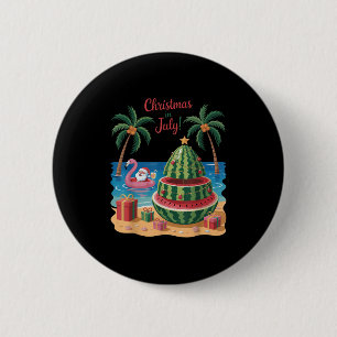Christmas In July Watermelon Xmas Tree Santa Beach 6 Cm Round Badge