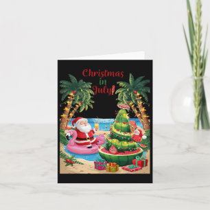 Christmas In July Watermelon Xmas Tree Santa Beach Card