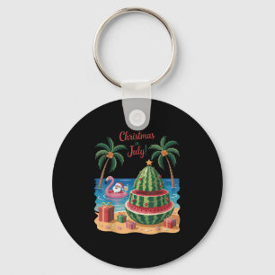 Christmas In July Watermelon Xmas Tree Santa Beach Key Ring