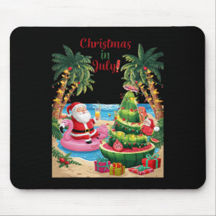 Christmas In July Watermelon Xmas Tree Santa Beach Mouse Pad