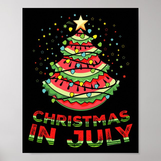 Christmas In July Watermelon Xmas Tree Summer1  Poster (Front)