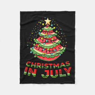 Christmas In July Watermelon Xmas Tree Summer  Fleece Blanket