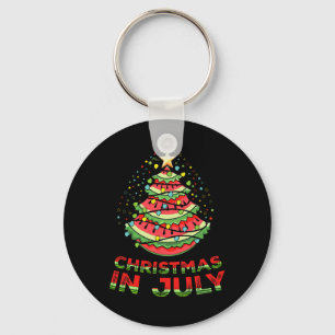 Christmas In July Watermelon Xmas Tree Summer Key Ring