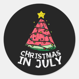 Christmas in July Watermelon Xmas Tree Summer Men Classic Round Sticker