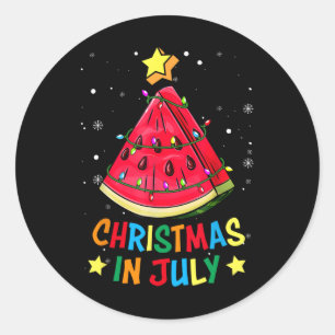 Christmas In July Watermelon Xmas Tree Summer Men  Classic Round Sticker