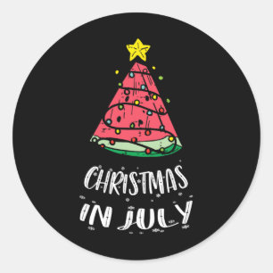 Christmas In July Watermelon Xmas Tree Summer Men Classic Round Sticker