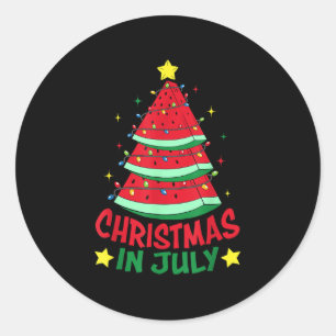 Christmas In July Watermelon Xmas Tree Summer Men Classic Round Sticker