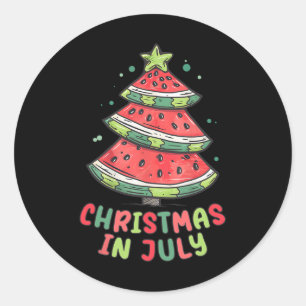 Christmas In July Watermelon Xmas Tree Summer Men  Classic Round Sticker