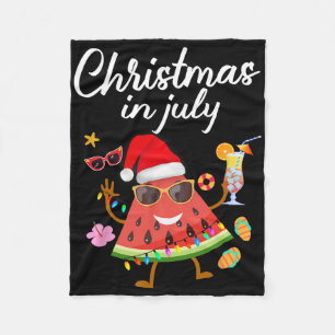 Christmas In July Watermelon Xmas Tree Summer Men Fleece Blanket