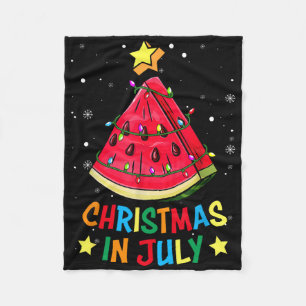 Christmas In July Watermelon Xmas Tree Summer Men Fleece Blanket