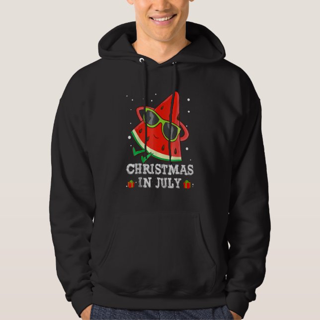 Christmas In July Watermelon Xmas Tree Summer Men  Hoodie (Front)