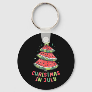 Christmas In July Watermelon Xmas Tree Summer Men Key Ring