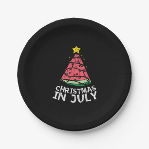 Christmas In July Watermelon Xmas Tree Summer Men Paper Plate