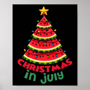 Christmas In July Watermelon Xmas Tree Summer Men  Poster