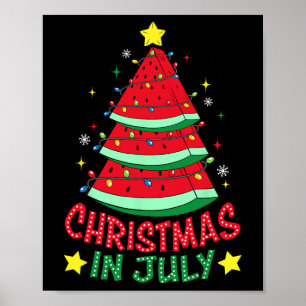 Christmas In July Watermelon Xmas Tree Summer Men Poster