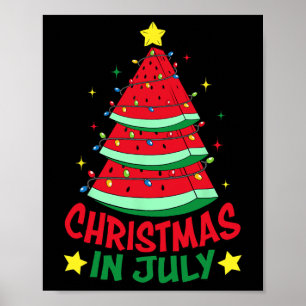 Christmas In July Watermelon Xmas Tree Summer Men  Poster