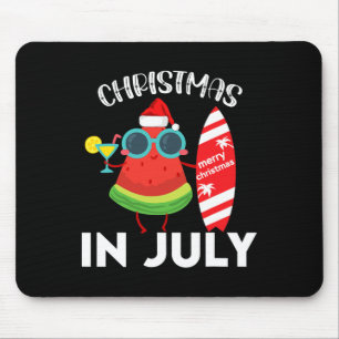 Christmas In July Watermelon Xmas Tree Summer Mouse Pad