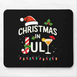 Christmas In July With Candy Cane For Summer Beach Mouse Pad