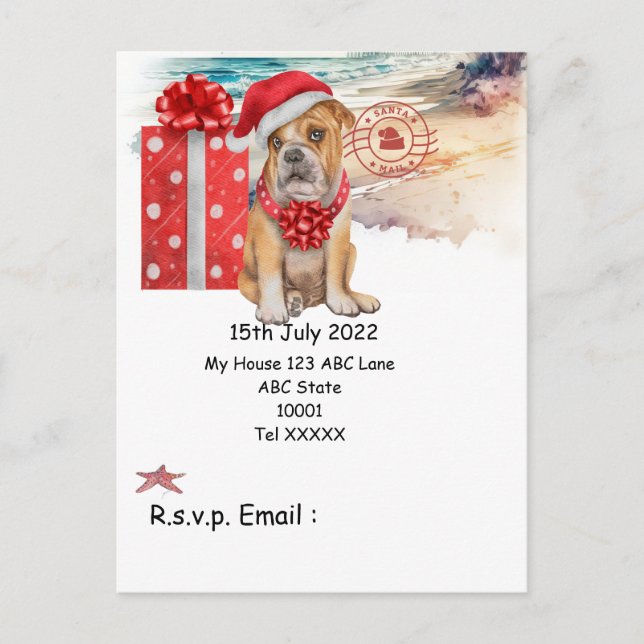 Christmas in July with Dog Santa Claus Postcard (Front)