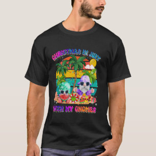 Christmas In July With My Gnomies Xmas Summer Beac T-Shirt