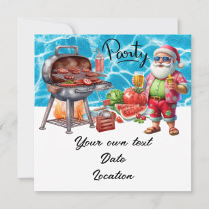 Christmas in July with Santa at the beach Holiday Invitation