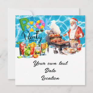 Christmas in July with Santa at the beach Holiday Invitation