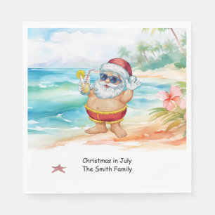 Christmas in July with SANTA CLAUS at the beach  Napkin