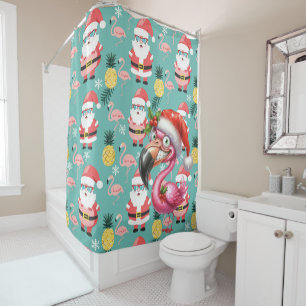 Christmas in July with Santa Claus Beach themed Shower Curtain