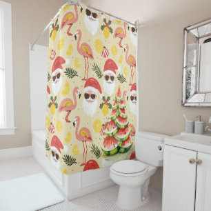 Christmas in July with Santa Claus Beach themed Shower Curtain
