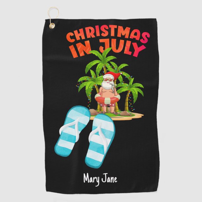 Christmas in July  with Santa Claus  Golf Towel (Front)