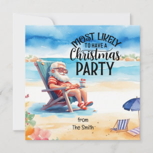 Christmas in July with SANTA CLAUS on the beach  Holiday Card