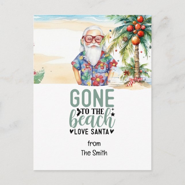 Christmas in July with SANTA CLAUS on the beach  Holiday Postcard (Front)