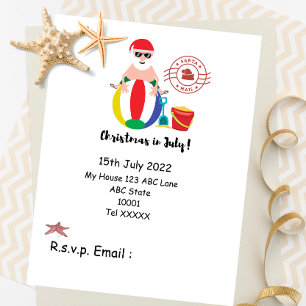 Christmas in July with SANTA CLAUS on the beach Postcard