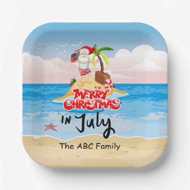 Christmas in July with SANTA CLAUS    Paper Plates (Front)