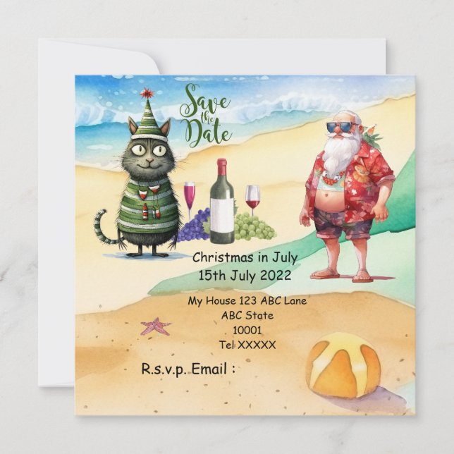 Christmas in July with SANTA CLAUS Save the date  (Front)