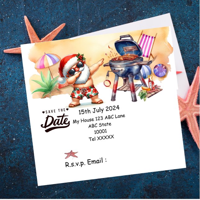 Christmas in July with SANTA CLAUS Save the date  Invitation (Creator Uploaded)