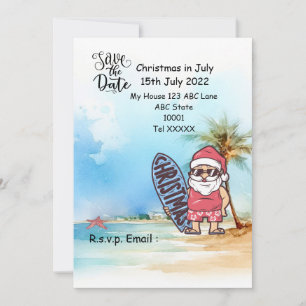 Christmas in July with SANTA CLAUS Save the date  Invitation